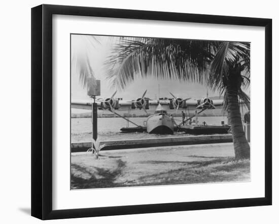 China Clipper Mooring on Hawaiian Island Photograph - Hawaii-Lantern Press-Framed Art Print