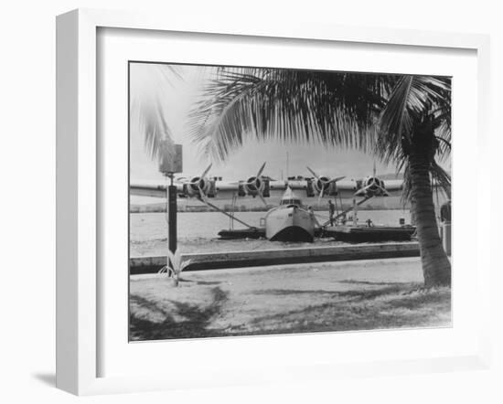 China Clipper Mooring on Hawaiian Island Photograph - Hawaii-Lantern Press-Framed Art Print