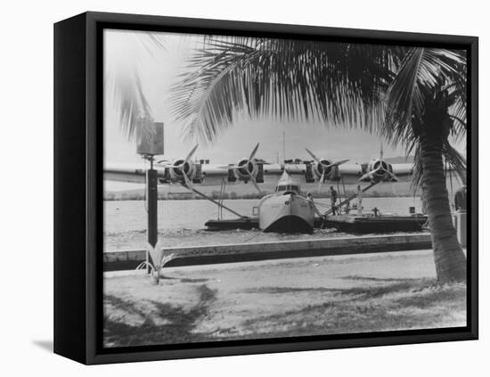 China Clipper Mooring on Hawaiian Island Photograph - Hawaii-Lantern Press-Framed Stretched Canvas