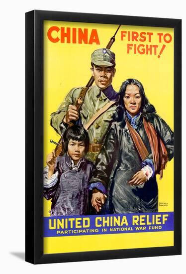 China First to Fight United China Relief WWII War Propaganda Art Print Poster-null-Framed Poster