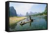 China Fisherman with Cormorant Birds on Li River-null-Framed Stretched Canvas