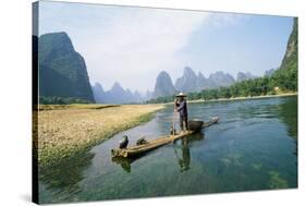 China Fisherman with Cormorant Birds on Li River-null-Stretched Canvas