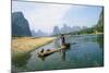 China Fisherman with Cormorant Birds on Li River-null-Mounted Photographic Print