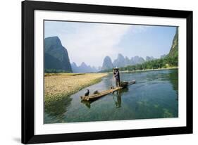 China Fisherman with Cormorant Birds on Li River-null-Framed Photographic Print