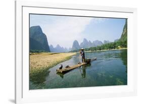 China Fisherman with Cormorant Birds on Li River-null-Framed Photographic Print