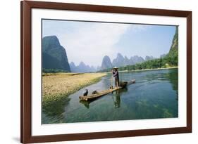 China Fisherman with Cormorant Birds on Li River-null-Framed Photographic Print