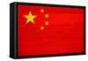 China Flag Design with Wood Patterning - Flags of the World Series-Philippe Hugonnard-Framed Stretched Canvas