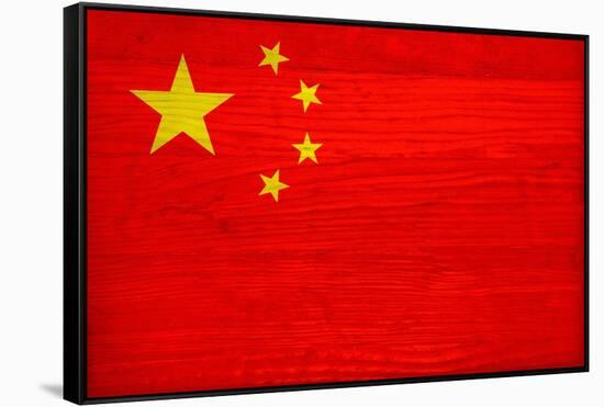 China Flag Design with Wood Patterning - Flags of the World Series-Philippe Hugonnard-Framed Stretched Canvas