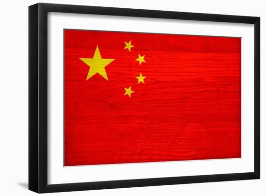 China Flag Design with Wood Patterning - Flags of the World Series-Philippe Hugonnard-Framed Art Print