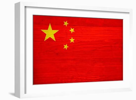 China Flag Design with Wood Patterning - Flags of the World Series-Philippe Hugonnard-Framed Art Print