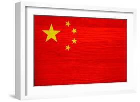 China Flag Design with Wood Patterning - Flags of the World Series-Philippe Hugonnard-Framed Art Print