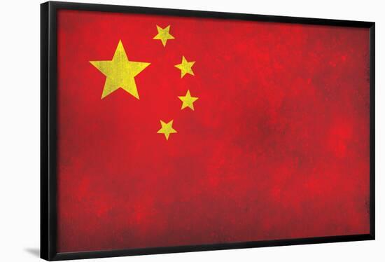 China Flag Distressed Art Print Poster-null-Framed Poster