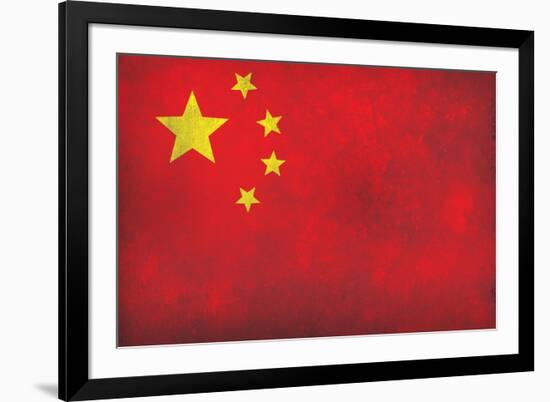 China Flag Distressed-null-Framed Art Print