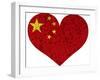 China Flag Heart Shape Textured-jpldesigns-Framed Art Print