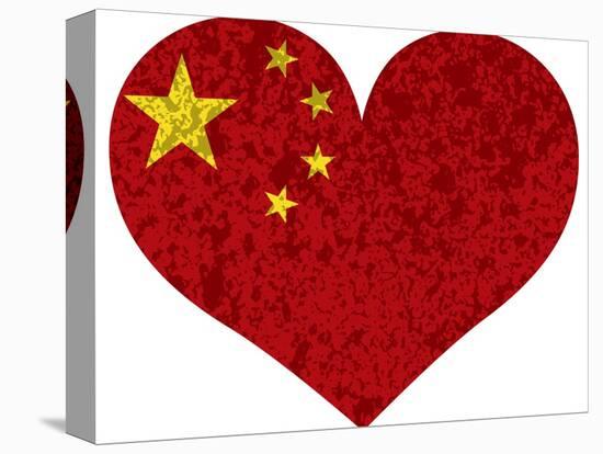 China Flag Heart Shape Textured-jpldesigns-Stretched Canvas