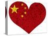 China Flag Heart Shape Textured-jpldesigns-Stretched Canvas