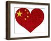 China Flag Heart Shape Textured-jpldesigns-Framed Art Print