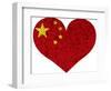 China Flag Heart Shape Textured-jpldesigns-Framed Art Print