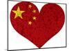 China Flag Heart Shape Textured-jpldesigns-Mounted Art Print