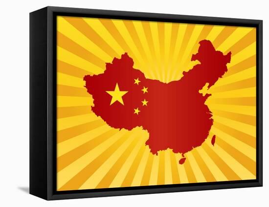 China Flag In Map Silhouette Illustration-jpldesigns-Framed Stretched Canvas