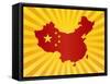 China Flag In Map Silhouette Illustration-jpldesigns-Framed Stretched Canvas