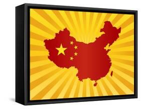 China Flag In Map Silhouette Illustration-jpldesigns-Framed Stretched Canvas