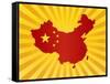 China Flag In Map Silhouette Illustration-jpldesigns-Framed Stretched Canvas