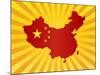 China Flag In Map Silhouette Illustration-jpldesigns-Mounted Art Print