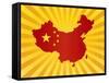 China Flag In Map Silhouette Illustration-jpldesigns-Framed Stretched Canvas