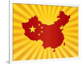 China Flag In Map Silhouette Illustration-jpldesigns-Framed Art Print