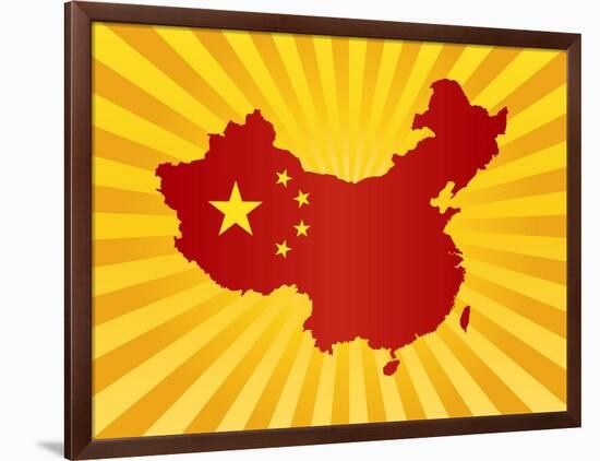 China Flag In Map Silhouette Illustration-jpldesigns-Framed Art Print