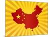 China Flag In Map Silhouette Illustration-jpldesigns-Mounted Art Print