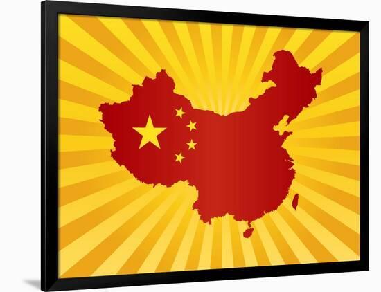 China Flag In Map Silhouette Illustration-jpldesigns-Framed Art Print