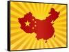 China Flag In Map Silhouette Illustration-jpldesigns-Framed Stretched Canvas