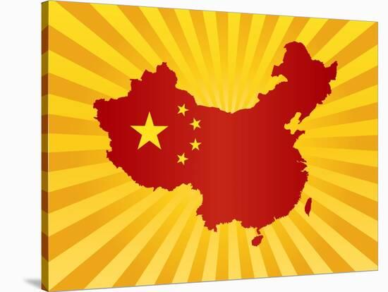 China Flag In Map Silhouette Illustration-jpldesigns-Stretched Canvas