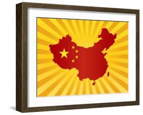 China Flag In Map Silhouette Illustration-jpldesigns-Framed Art Print