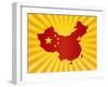 China Flag In Map Silhouette Illustration-jpldesigns-Framed Art Print