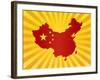 China Flag In Map Silhouette Illustration-jpldesigns-Framed Art Print