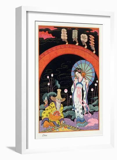 China, from "The Art of Perfume," Published 1912-Georges Barbier-Framed Giclee Print