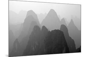 China , Guangxi , Mysterious Mountains in Yangshuo Region, China.-Andrea Pozzi-Mounted Photographic Print