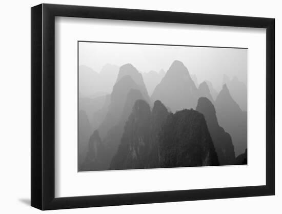 China , Guangxi , Mysterious Mountains in Yangshuo Region, China.-Andrea Pozzi-Framed Photographic Print