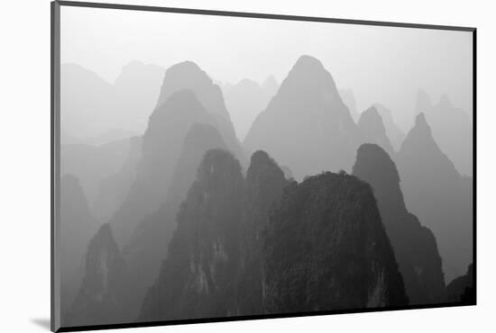 China , Guangxi , Mysterious Mountains in Yangshuo Region, China.-Andrea Pozzi-Mounted Photographic Print