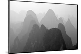 China , Guangxi , Mysterious Mountains in Yangshuo Region, China.-Andrea Pozzi-Mounted Photographic Print