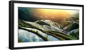 China, Guangxi Province, Longsheng, Long Ji rice terrace filled with water in the morning with Tian-Maurizio Rellini-Framed Photographic Print