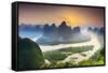 China, Guangxi province, Xingping village along River Li-Maurizio Rellini-Framed Stretched Canvas