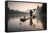 China, Guanxi, Yangshuo. Old Chinese Fisherman-Matteo Colombo-Framed Stretched Canvas