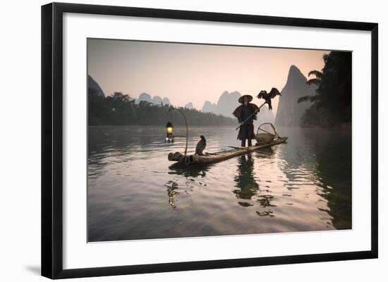 China, Guanxi, Yangshuo. Old Chinese Fisherman-Matteo Colombo-Framed Photographic Print