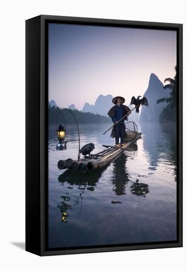 China, Guanxi, Yangshuo. Old Chinese Fisherman-Matteo Colombo-Framed Stretched Canvas