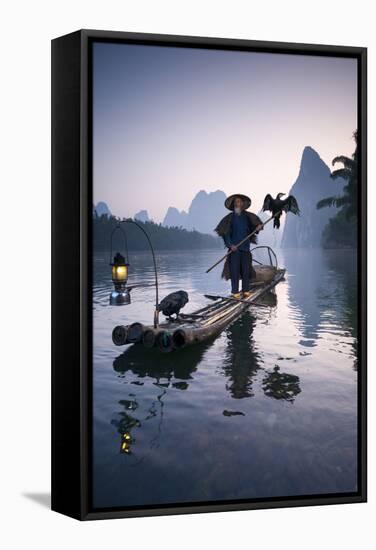 China, Guanxi, Yangshuo. Old Chinese Fisherman-Matteo Colombo-Framed Stretched Canvas