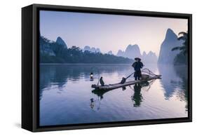 China, Guanxi, Yangshuo. Old Chinese Fisherman-Matteo Colombo-Framed Stretched Canvas